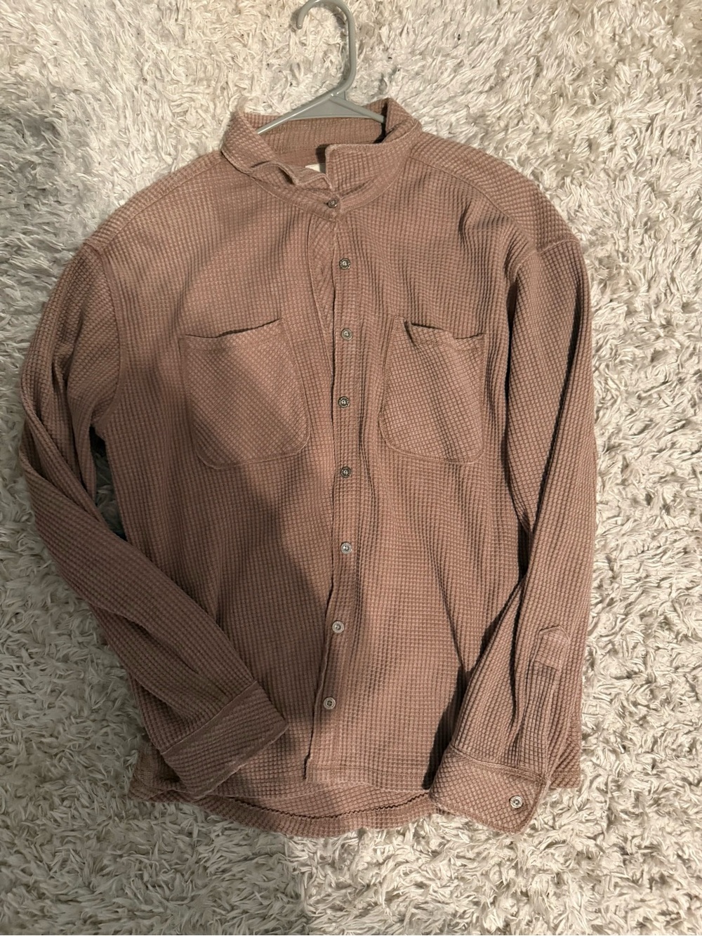 WOMENS WAFFLE BUTTON UP